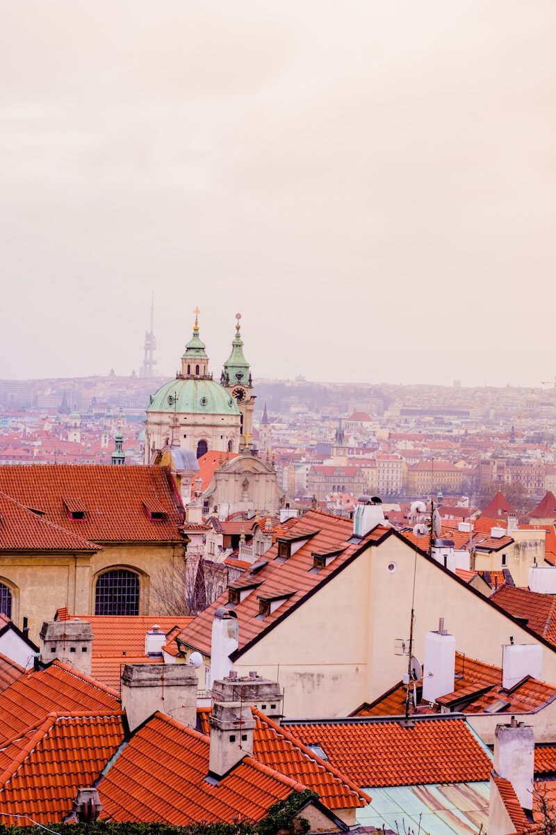 a view of a city from the top of a building